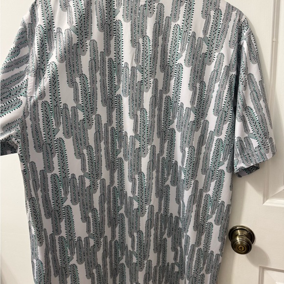 Waggle Cactus Pattern Polo Shirt - White and Green - Picture 4 of 4
